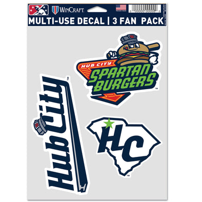 Hub City Spartanburgers Multi-Use Decal 3 Fan Pack