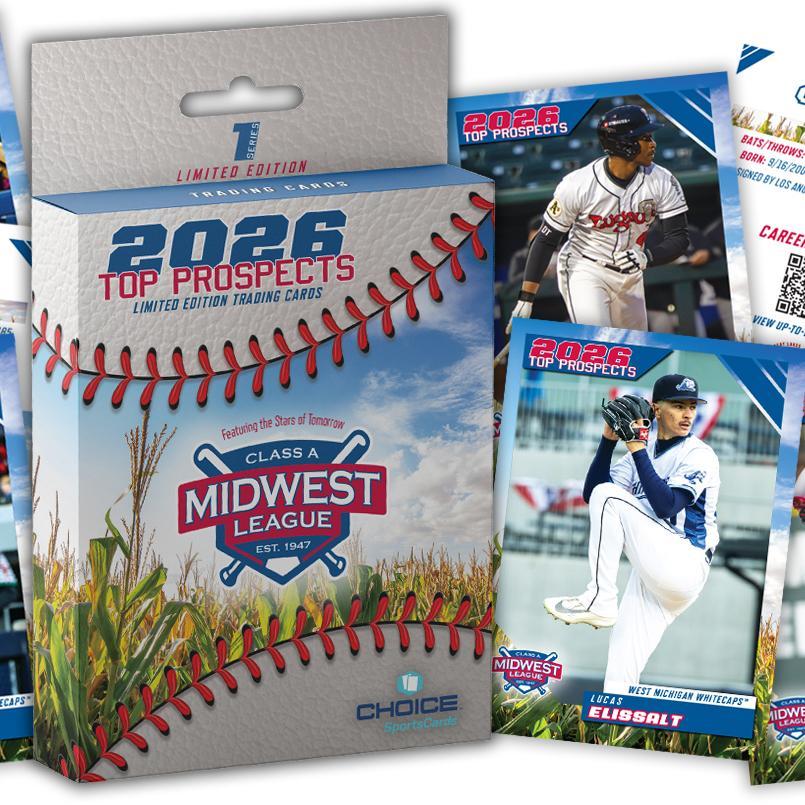 2026 Midwest League Top Prospects Card Set – Minor League Baseball