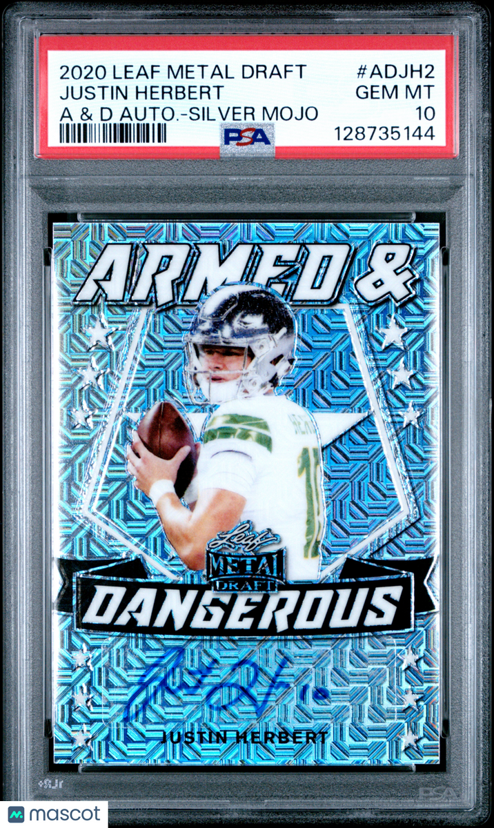 Justin Herbert 2020 Leaf Metal Draft Armed & Dangerous ADJH2
