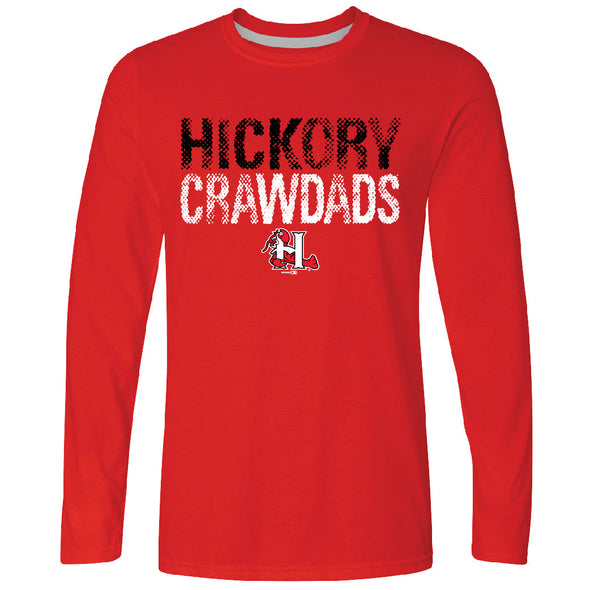 Hickory Crawdads Trampled Red Long Sleeve Tee