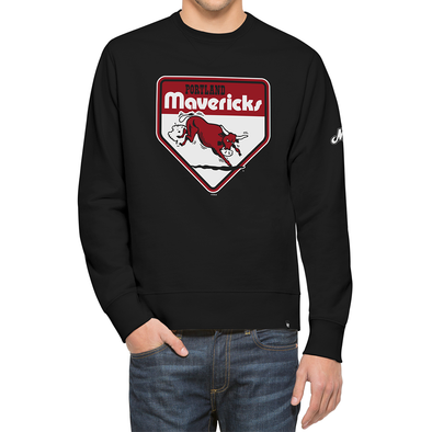 Portland Mavericks Logo Hometown Collection '47 Black Headline Crew Sweatshirt