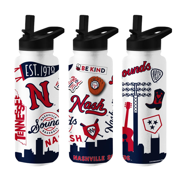 Nashville Sounds Logo Brands 34oz Native Quencher Water Bottle