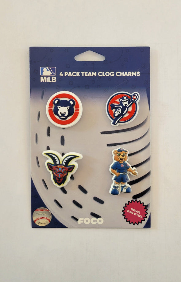 South Bend Cubs Clog Charm 4-pack Featuring Mascot Ivy