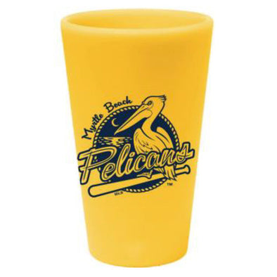 Myrtle Beach Pelicans Wincraft Gold Primary 16 ounce SIlicone Pint Glass