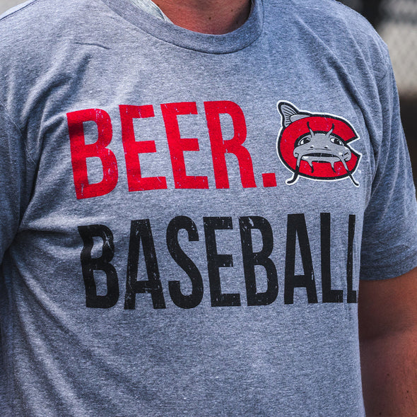 Carolina Mudcats Grey Beer Baseball Tee