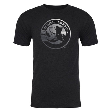 Somerset Patriots Mens Metallic Steel Black ICON 108 Softstyle Tee