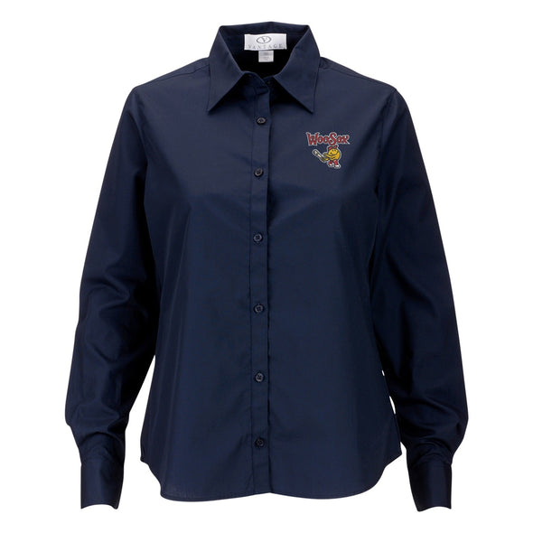 Worcester Red Sox Women's Navy Primary Long Sleeve Poplin