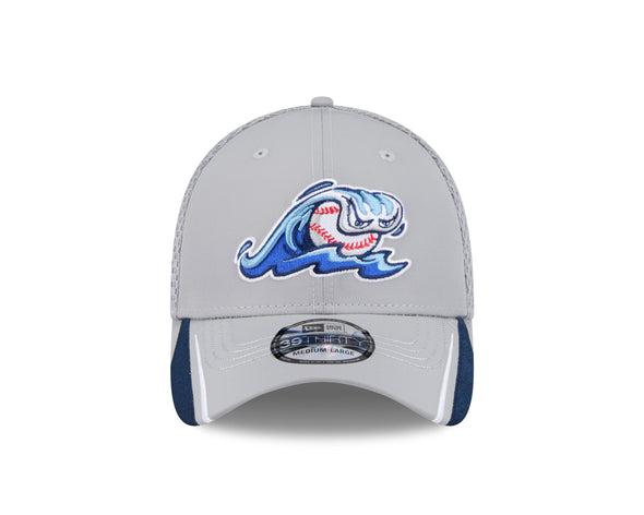 West Michigan Whitecaps New Era Linear Grey Stretch-Fit 39THIRTY Cap