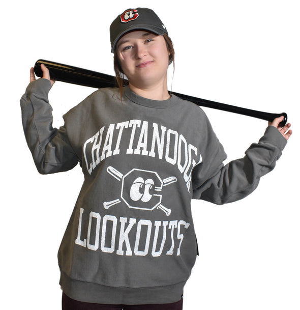 Chattanooga Lookouts Dusted Dark Gray Wave Rider Crewneck