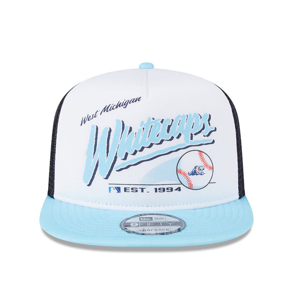 West Michigan Whitecaps New Era Jr. 9FIFTY AF Retro Script Foam Front Trucker Cap