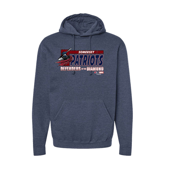 Somerset Patriots Marvel's Defenders of the Diamond Youth Heather Navy Hoodie