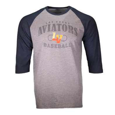 Men's Las Vegas Aviators '47 Brand LVAB Match Gray/Navy Raglan 3/4 Sleeve T-Shirt