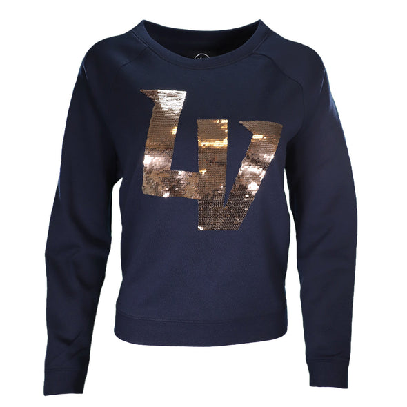 Women's Las Vegas Aviators '47 Brand LV Cosmo Sequin Navy Crewneck Sweater