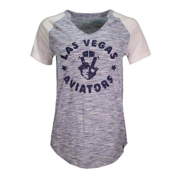 Women's Las Vegas Aviators '47 Brand LVA Aviator Haze Navy/White Raglan Short Sleeve T-Shirt