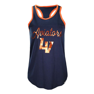 Women's Las Vegas Aviators '47 Brand Aviators LV Navy/Orange Team Up Mesh Racerback Tank