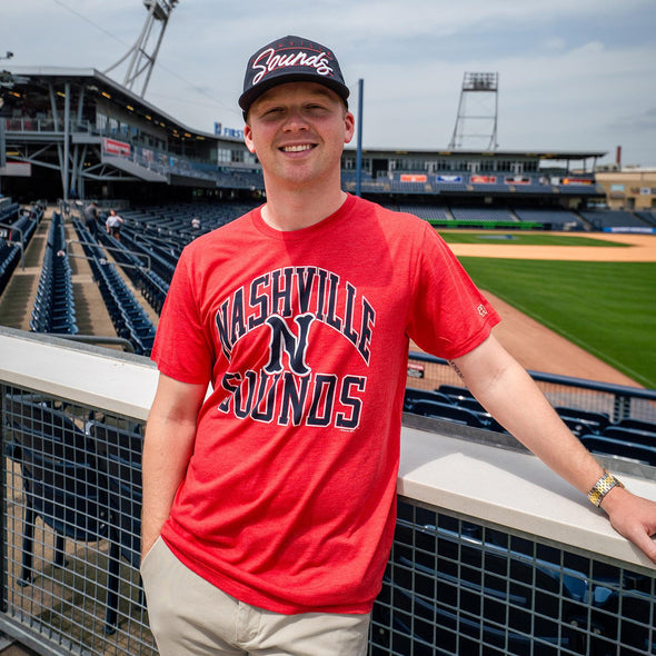 Nashville Sounds Homage Red Block Arch Tee
