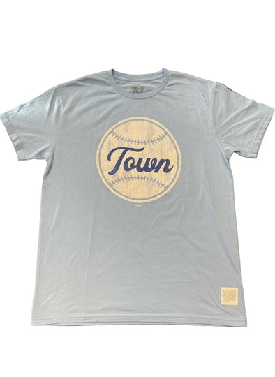 Retro Brand Distressed Powder Blue Baseballtown Logo Tee
