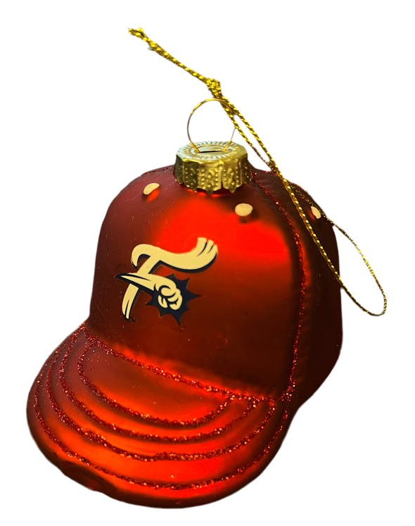 Red F-Fist Baseball Cap Glass Ornament