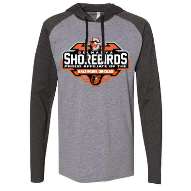 Delmarva Shorebirds Wishywashy Long Sleeve Raglan Hood Tee