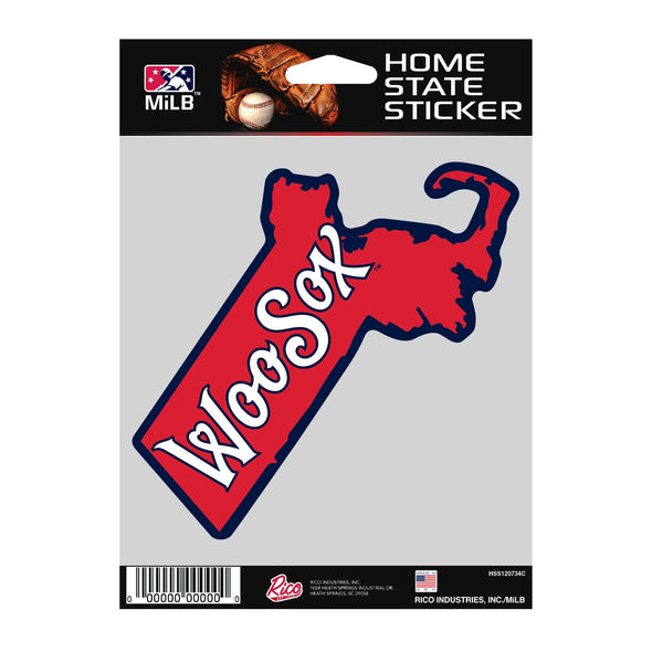 Worcester Red Sox Red MA State Sticker