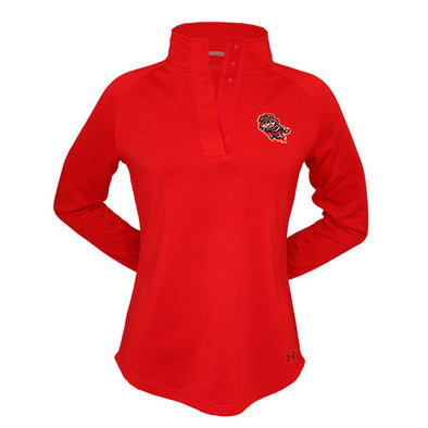 Ladies Red Double Knit Jersey 1/4 Snap Primary