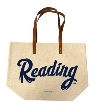Reading Canvas Tote w/ Leather Handles
