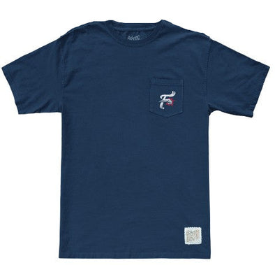 Retro Brand Navy Primary Logo Pocket Tee