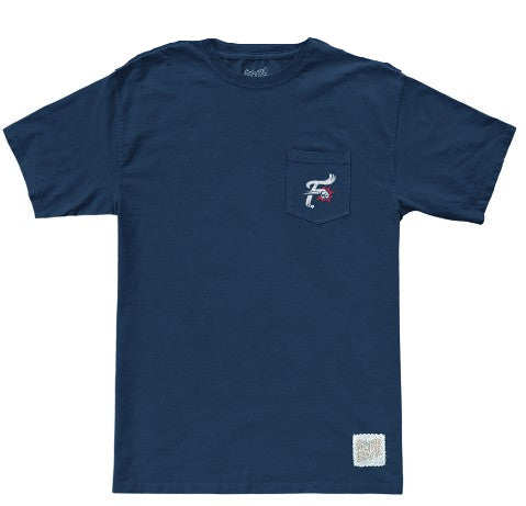 Retro Brand Navy Primary Logo Pocket Tee