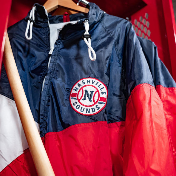 Nashville Sounds Official League Navy Red White Chute Jacket