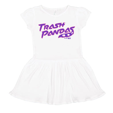 Infant Tonal Trash Pandas White Dress