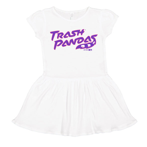 Infant Tonal Trash Pandas White Dress