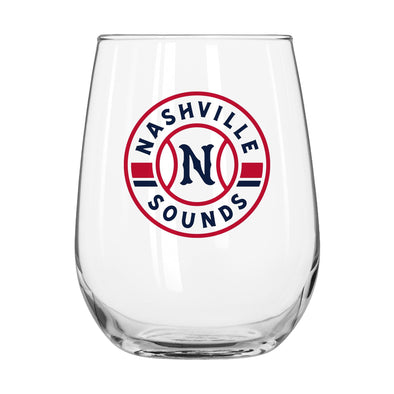 Nashville Sounds 16oz Primary Logo Curved Beverage Glass