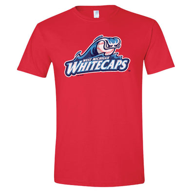 West Michigan Whitecaps Primary Distressed Logo Red Softstyle Tee