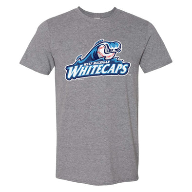 West Michigan Whitecaps Primary Distressed Logo Grey Softstyle Tee