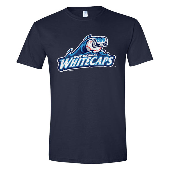 West Michigan Whitecaps Primary Distressed Logo Navy Softstyle Tee