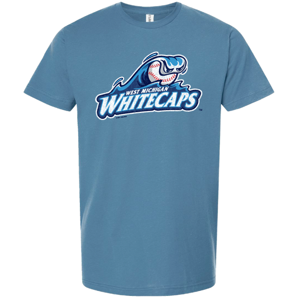 West Michigan Whitecaps Primary Distressed Tee Slate Blue