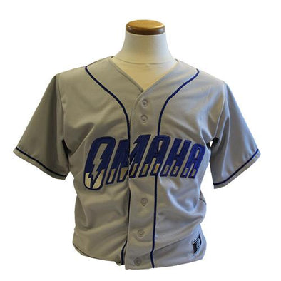 Omaha Storm Chasers Youth Replica Grey/Royal Road Jersey