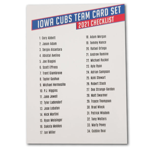 2021 Iowa Cubs Team Card Set
