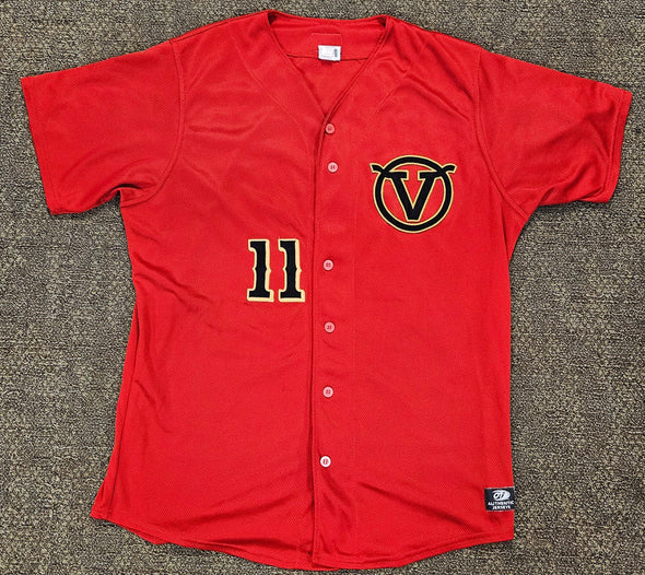 Visalia Rawhide Red BP Game Worn Jersey