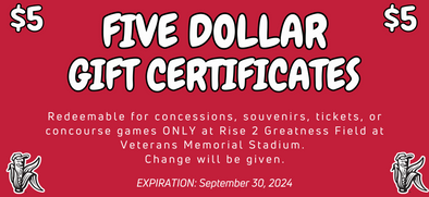 Cedar Rapids Kernels $5 gift certificates-2024