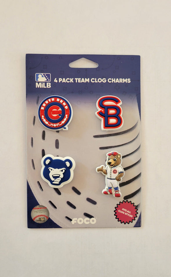 South Bend Cubs Clog Charm 4-pack Featuring Mascot Stu