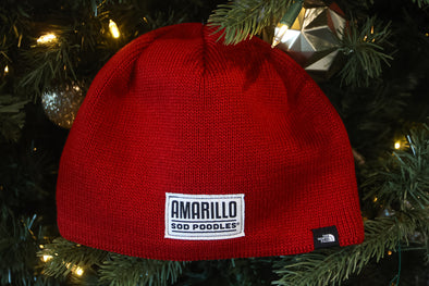 Amarillo Sod Poodles Red Patch North Face Beanie