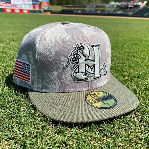 Hickory Crawdads 2025 New Era Armed Forces 59Fifty Fitted Cap