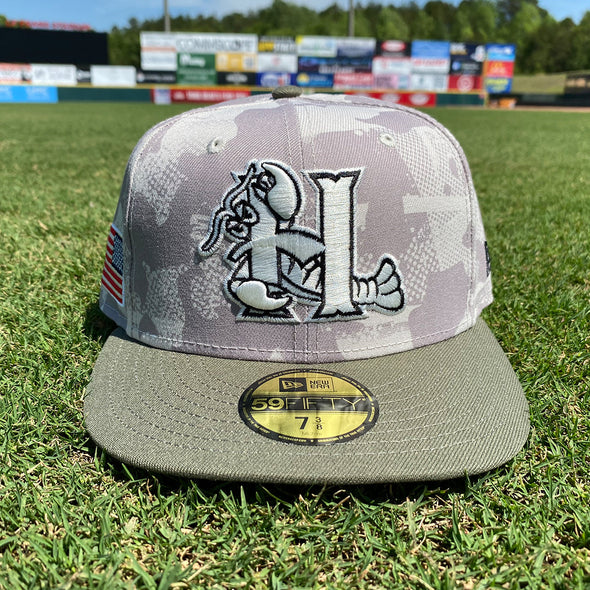 Hickory Crawdads 2025 New Era Armed Forces 59Fifty Fitted Cap