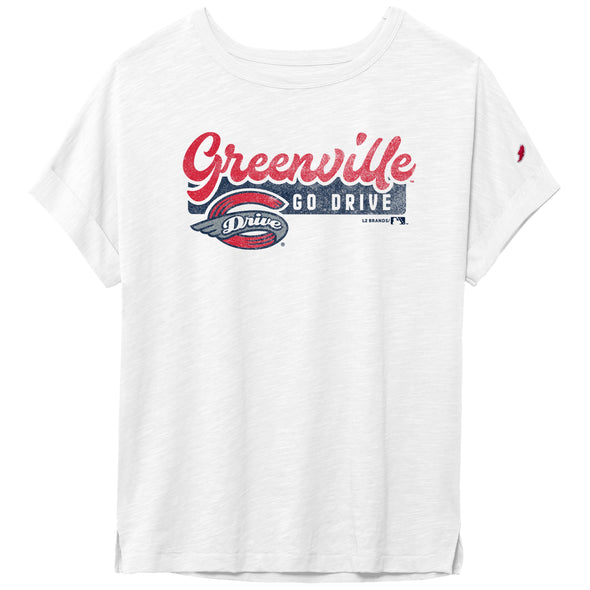 Greenville Drive League Women's White Slub Tee