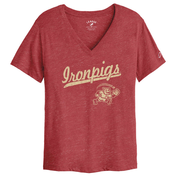 Lehigh Valley IronPigs Intramural Boyfriend V Tee Heather Red