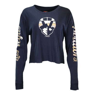 Women's Las Vegas Aviators New Era Aviator Navy/Silver Long Sleeve Crop T-Shirt