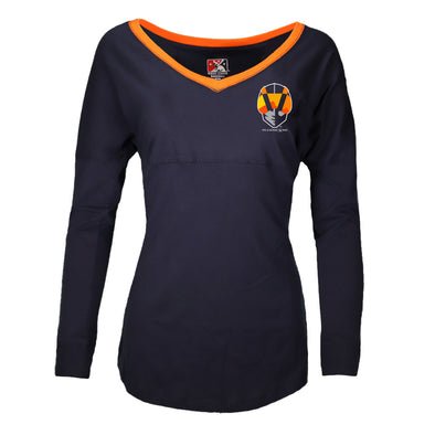 Women's Las Vegas Aviators New Era Aviator Baby Jersey Navy Contrast V-Neck Long Sleeve T-Shirt