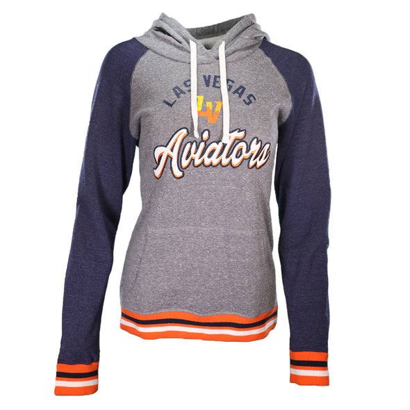 Women's Las Vegas Aviators New Era Arched Las Vegas Aviators LV Gray/Navy Raglan Hoodie