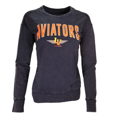 Women's New Era Aviators/Winged LV Washed Navy Pullover Sweater